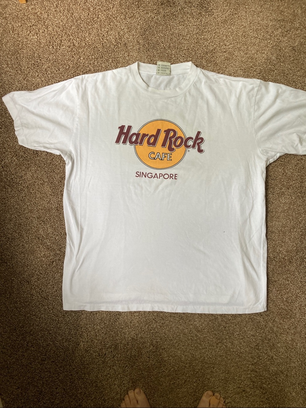 Vintage‎ Hard Rock Cafe Singapore T Shirt XL  White  100% cotton Tee